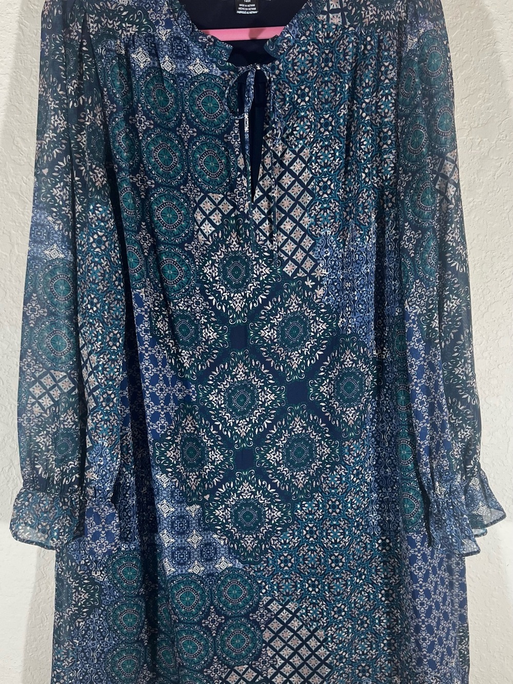 NWT Jessica Howard Women’s  Blue Patterned Vintage Peasant dress Size 14